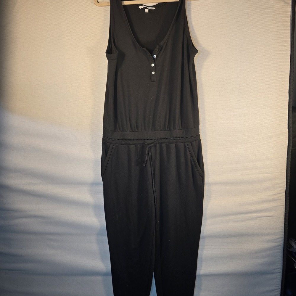 Victoria's Secret‎ Black Tanktop Drawstring Jumpsuit Romper Pockets Lounge Small